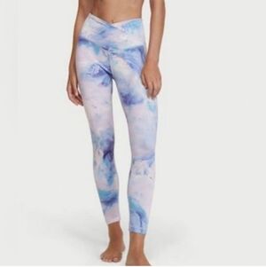 Victoria Secret Live On Point Crossover Leggings Blue Marled Sz 14